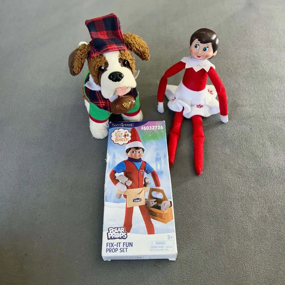 Girl Elf on the shelf, St Bernard and Outfit Bundle